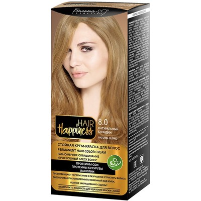 Белита-М Hair Happiness Стойкая крем-краска для волос тон № 8.0 Натуральный блондин